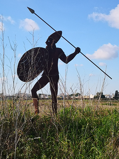 Scultura in ferro del parco dei guerrieri